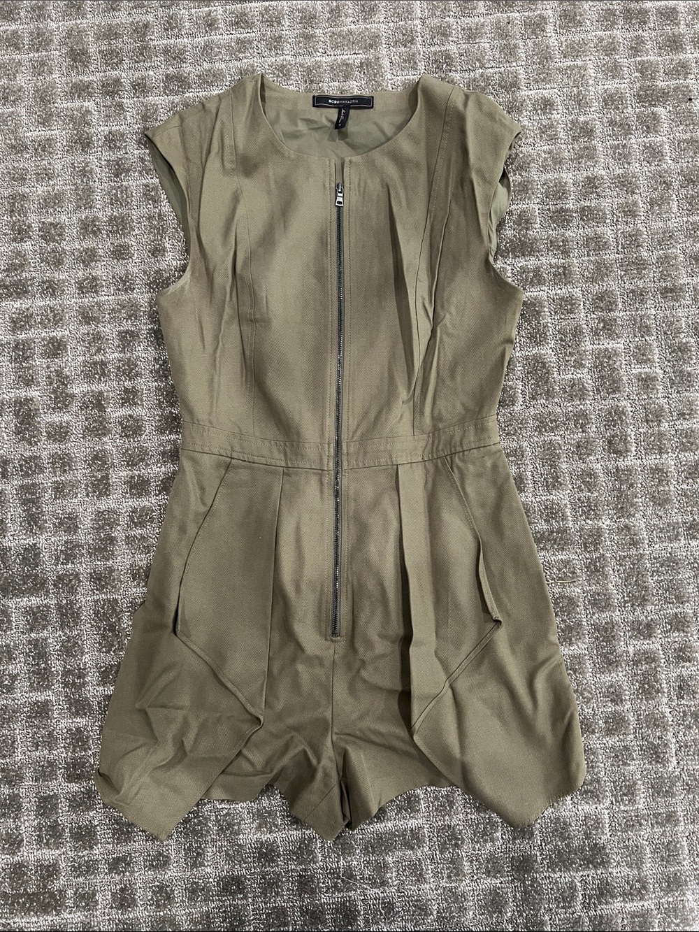 BCBGMaxAzria Olive Utility Romper - Picture 1 of 3
